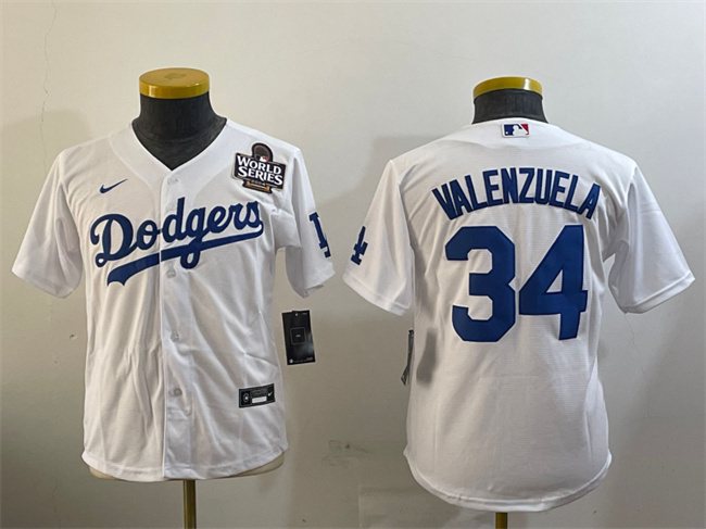 Women's Los Angeles Dodgers #34 Fernando Valenzuela White 2024 World Series Cool Base Stitched Baseball Jersey(Run Small) Women's Los Angeles Dodgers #34 Fernando Valenzuela White 2024 World Series Cool Base Stitched Baseball Jersey(Run Small)