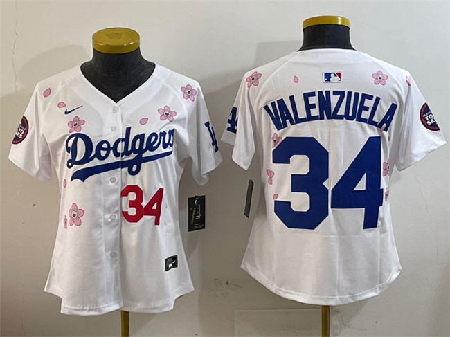 Women's Los Angeles Dodgers #34 Fernando Valenzuela White 2025 Tokyo Series Limited Stitched Baseball Jersey(Run Small) Women's Los Angeles Dodgers #34 Fernando Valenzuela White 2025 Tokyo Series Limited Stitched Baseball Jersey(Run Small)