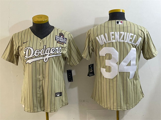 Women's Los Angeles Dodgers #34 Toro Valenzuela Cream 2024 World Series Cool Base Stitched Baseball Jersey(Run Small) Women's Los Angeles Dodgers #34 Toro Valenzuela Cream 2024 World Series Cool Base Stitched Baseball Jersey(Run Small)