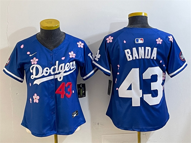 Women's Los Angeles Dodgers #43 Anthony Banda Royal 2025 Tokyo Series Limited Stitched Baseball Jersey(Run Small)