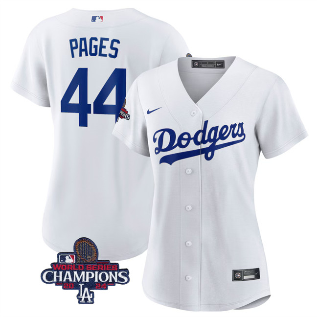 Women's Los Angeles Dodgers #44 Andy Pages White 2024 World Series Champions Cool Base Stitched Baseball Jersey(Run Small) Women's Los Angeles Dodgers #44 Andy Pages White 2024 World Series Champions Cool Base Stitched Baseball Jersey(Run Small)