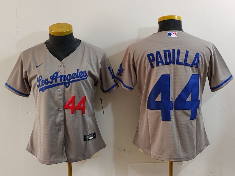 Women's Los Angeles Dodgers #44 Vicente Padilla Grey Stitched Jersey(Run Small) 11 Women's Los Angeles Dodgers #44 Vicente Padilla Grey Stitched Jersey(Run Small) 11