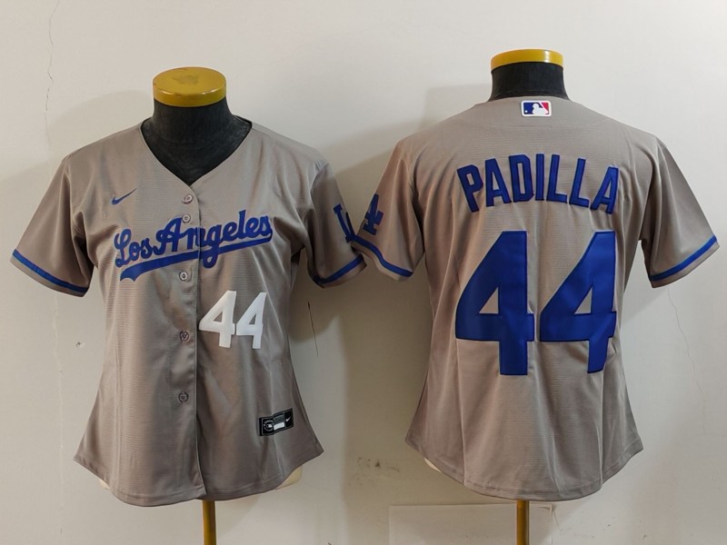 Women's Los Angeles Dodgers #44 Vicente Padilla Grey Stitched Jersey(Run Small) 12 Women's Los Angeles Dodgers #44 Vicente Padilla Grey Stitched Jersey(Run Small) 12