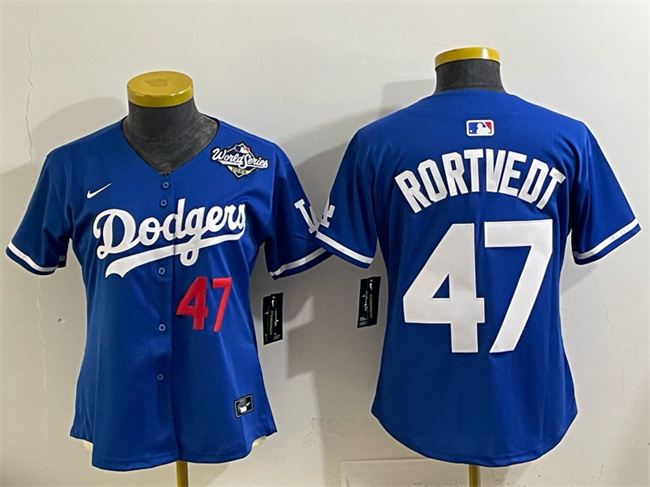 Women's Los Angeles Dodgers #47 Ben Rortvedt Royal 2025 World Series Limited Stitched Baseball Jersey(Run Small) Women's Los Angeles Dodgers #47 Ben Rortvedt Royal 2025 World Series Limited Stitched Baseball Jersey(Run Small)