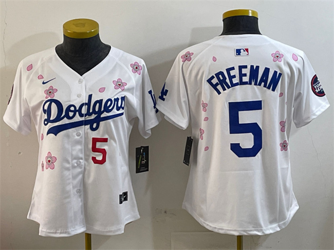 Women's Los Angeles Dodgers #5 Freddie Freeman White 2025 Tokyo Series Limited Stitched Baseball Jersey(Run Small) Women's Los Angeles Dodgers #5 Freddie Freeman White 2025 Tokyo Series Limited Stitched Baseball Jersey(Run Small)