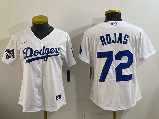 Women's Los Angeles Dodgers #72 Miguel Rojas White 2025 World Series Champions Home Cool Base Stitched Baseball Jersey(Run Small) Women's Los Angeles Dodgers #72 Miguel Rojas White 2025 World Series Champions Home Cool Base Stitched Baseball Jersey(Run Small)