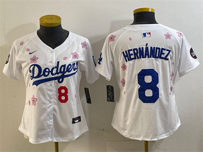 Women's Los Angeles Dodgers #8 Enrique Hernández White 2025 Tokyo Series Limited Stitched Baseball Jersey(Run Small) Women's Los Angeles Dodgers #8 Enrique Hernández White 2025 Tokyo Series Limited Stitched Baseball Jersey(Run Small)
