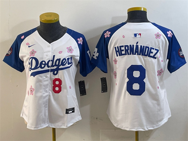 Women's Los Angeles Dodgers #8 Enrique Hernández White Royal 2025 Tokyo Series Limited Stitched Baseball Jersey(Run Small) Women's Los Angeles Dodgers #8 Enrique Hernández White Royal 2025 Tokyo Series Limited Stitched Baseball Jersey(Run Small)