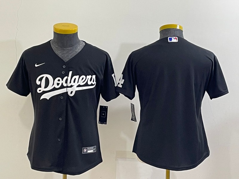 Women's Los Angeles Dodgers Blank Black Stitched Baseball Jersey(Run Small) Women's Los Angeles Dodgers Blank Black Stitched Baseball Jersey(Run Small)