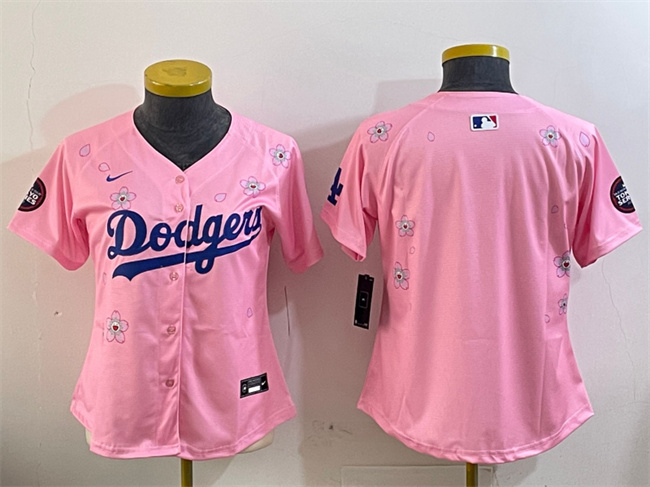 Women's Los Angeles Dodgers Blank Pink 2025 Tokyo Series Limited Stitched Baseball Jersey(Run Small) Women's Los Angeles Dodgers Blank Pink 2025 Tokyo Series Limited Stitched Baseball Jersey(Run Small)