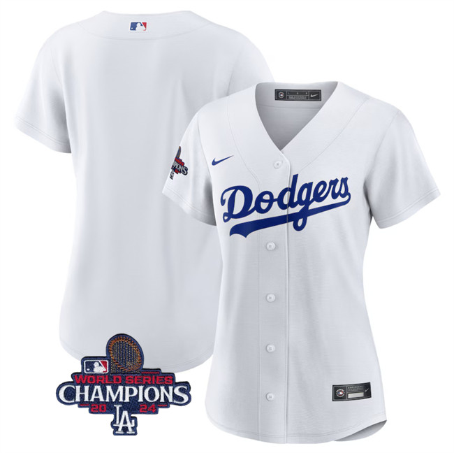 Women's Los Angeles Dodgers Blank White 2024 World Series Champions Cool Base Stitched Baseball Jersey(Run Small) Women's Los Angeles Dodgers Blank White 2024 World Series Champions Cool Base Stitched Baseball Jersey(Run Small)