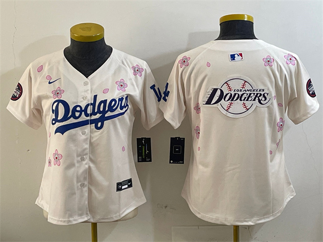 Women's Los Angeles Dodgers Team Big Logo Cream 2025 Tokyo Series Limited Stitched Baseball Jersey(Run Small) 1