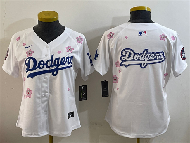 Women's Los Angeles Dodgers Team Big Logo White 2025 Tokyo Series Limited Stitched Baseball Jersey(Run Small) Women's Los Angeles Dodgers Team Big Logo White 2025 Tokyo Series Limited Stitched Baseball Jersey(Run Small)