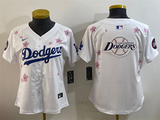 Women's Los Angeles Dodgers Team Big Logo White 2025 Tokyo Series Limited Stitched Baseball Jersey(Run Small) 1 Women's Los Angeles Dodgers Team Big Logo White 2025 Tokyo Series Limited Stitched Baseball Jersey(Run Small) 1
