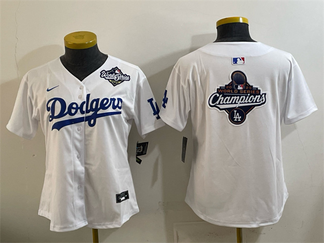 Women's Los Angeles Dodgers White 2025 World Series & Champions Big Logo Home Limited Stitched Baseball Jersey(Run Small) Women's Los Angeles Dodgers White 2025 World Series & Champions Big Logo Home Limited Stitched Baseball Jersey(Run Small)