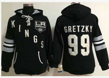 Women's Los Angeles Kings #99 Wayne Gretzky Black Old Time Heidi NHL Hoodie