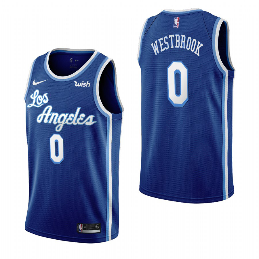 Women's Los Angeles Lakers #0 Russell Westbrook Women's Blue 2019-20 Classic Edition Stitched NBA Jersey Women's Los Angeles Lakers #0 Russell Westbrook Women's Blue 2019-20 Classic Edition Stitched NBA Jersey