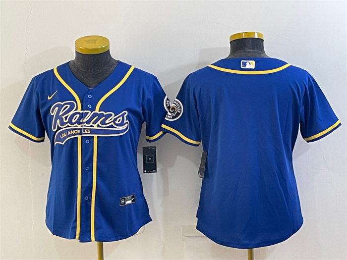 Women's Los Angeles Rams Blank Royal With Patch Cool Base Stitched Baseball Jersey(Run Small) Women's Los Angeles Rams Blank Royal With Patch Cool Base Stitched Baseball Jersey(Run Small)