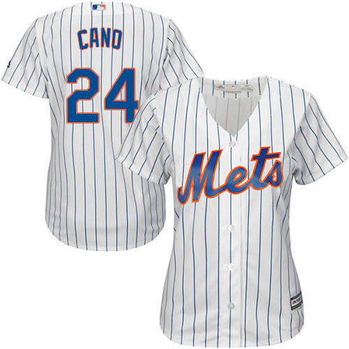 Women's Mets #24 Robinson Cano White(Blue Strip) Women's Home Stitched Baseball Jersey