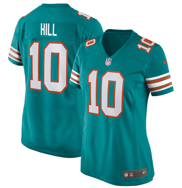 Women's Miami Dolphins #10 Tyreek Hill Aqua Color Rush Stitched Jersey(Run Small) Women's Miami Dolphins #10 Tyreek Hill Aqua Color Rush Stitched Jersey(Run Small)