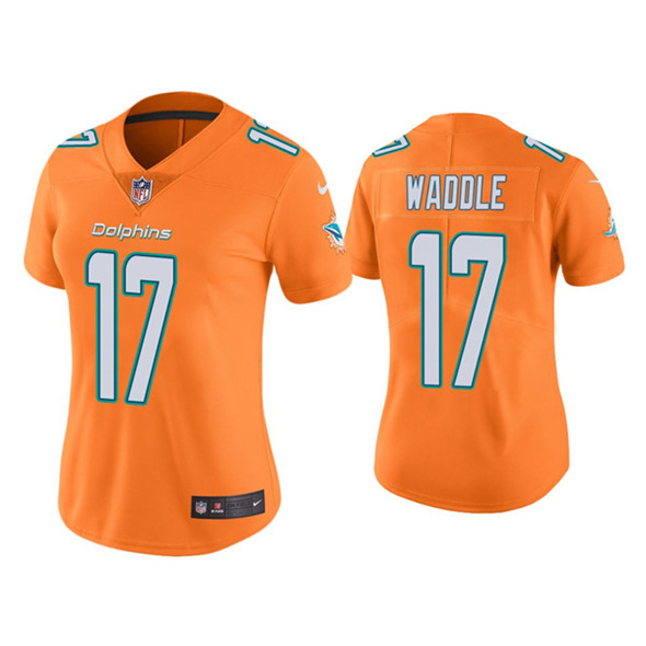 Women's Miami Dolphins #17 Jaylen Waddle Orange Vapor Untouchable Stitched Jersey Women's Miami Dolphins #17 Jaylen Waddle Orange Vapor Untouchable Stitched Jersey