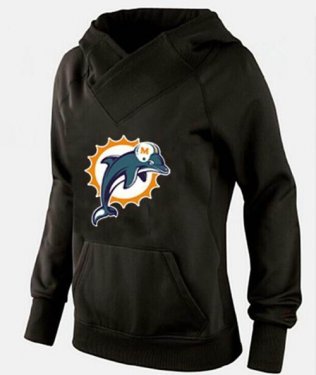 Women's Miami Dolphins Logo Pullover Hoodie Black-1