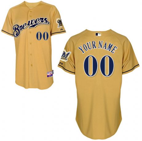 Women's Milwaukee Brewers Customized Gold Jersey Women's Milwaukee Brewers Customized Gold Jersey
