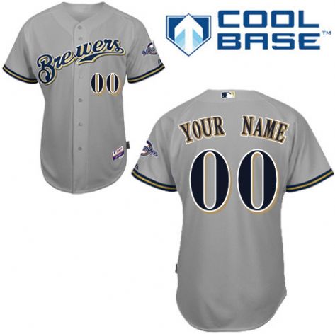Women's Milwaukee Brewers Customized Gray Jersey Women's Milwaukee Brewers Customized Gray Jersey