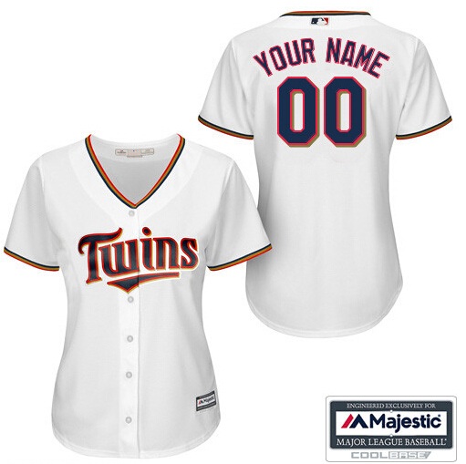 Women's Minnesota Twins Personalized Authentic Home White Baseball Jersey Women's Minnesota Twins Personalized Authentic Home White Baseball Jersey