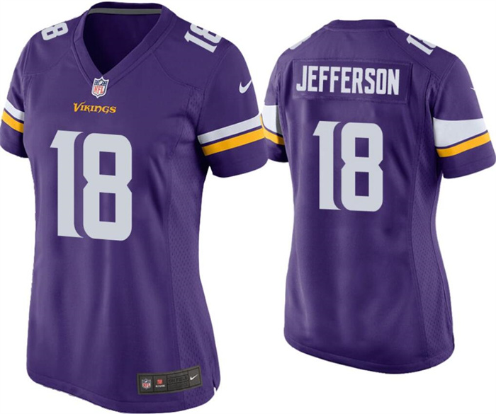 Women's Minnesota Vikings #18 Justin Jefferson Purple Stitched Game Jersey(Run Small) Women's Minnesota Vikings #18 Justin Jefferson Purple Stitched Game Jersey(Run Small)