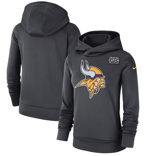 Women's Minnesota Vikings Nike Anthracite Crucial Catch Performance Pullover Hoodie