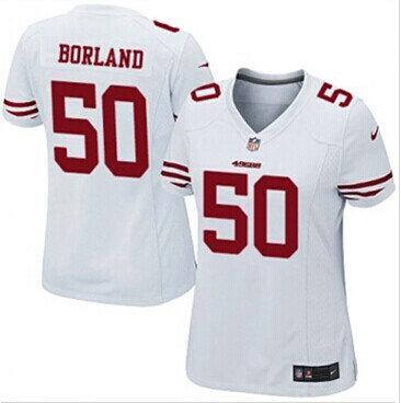 Women's NEW 49ers #50 Chris Borland White NFL Jersey
