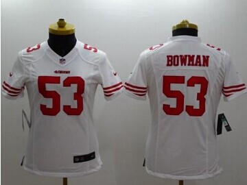 Women's NEW 49ers #53 NaVorro Bowman White NFL Limited Jersey