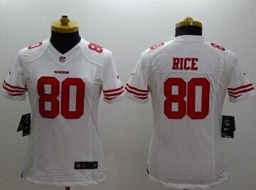 Women's NEW 49ers #80 Jerry Rice White NFL Limited Jersey
