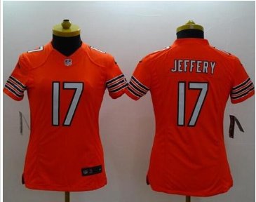 Women's NEW Bears #17 Alshon Jeffery Orange Alternate NFL Limited Jersey