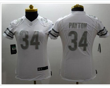 Women's NEW Bears #34 Walter Payton White Stitched NFL Limited Platinum Jersey