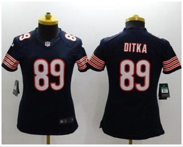 Women's NEW Bears #89 Mike Ditka Navy Blue Team Color NFL Limited Jersey