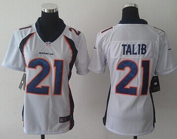 Women's NEW Broncos #21 Aqib Talib White Elite NFL Jersey