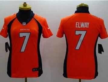 Women's NEW Broncos #7 John Elway Orange Team Color NFL New Limited Jersey