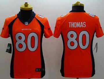 Women's NEW Broncos #80 Julius Thomas Orange Team Color NFL New Limited Jersey