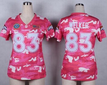 Women's NEW Broncos #83 Wes Welker Pink NFL Elite Camo Fashion Jersey