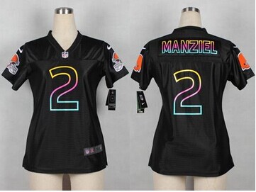 Women's NEW Browns #2 Johnny Manziel Black NFL Fashion Game Jersey