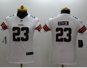 Women's NEW Browns #23 Joe Haden White NFL Limited Jersey