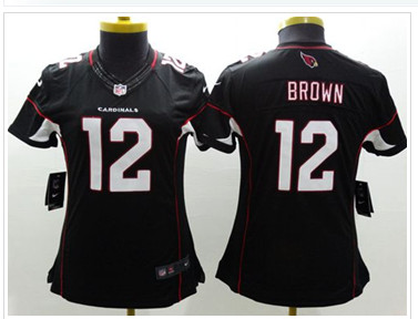 Women's NEW Cardinals #12 John Brown Black Alternate Stitched NFL Limited Jersey