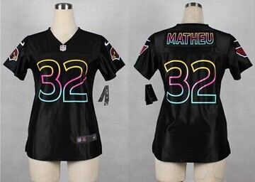 Women's NEW Cardinals #32 Tyrann Mathieu Black NFL Fashion Game Jersey