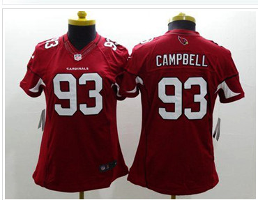 Women's NEW Cardinals #93 Calais Campbell Red Team Color Stitched NFL Limited Jersey