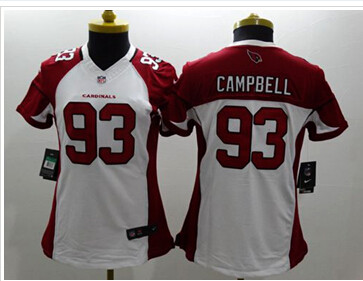 Women's NEW Cardinals #93 Calais Campbell White Stitched NFL Limited Jersey