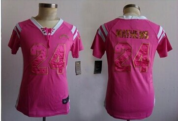 Women's NEW Chargers #24 Ryan Mathews Pink NFL Elite Draft Him Shimmer Jersey