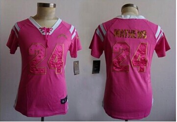 Women's NEW Chargers #24 Ryan Mathews Pink NFL Elite Draft Him Shimmer Jersey