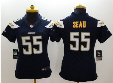 Women's NEW Chargers #55 Junior Seau Navy Blue Team Color NFL New Limited Jersey